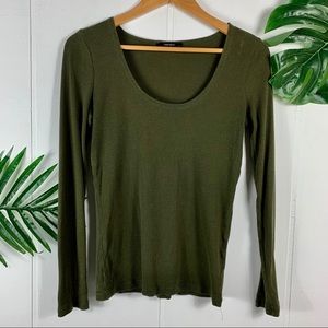 FOREVER 21 Basics Olive Green Long Sleeve Top M